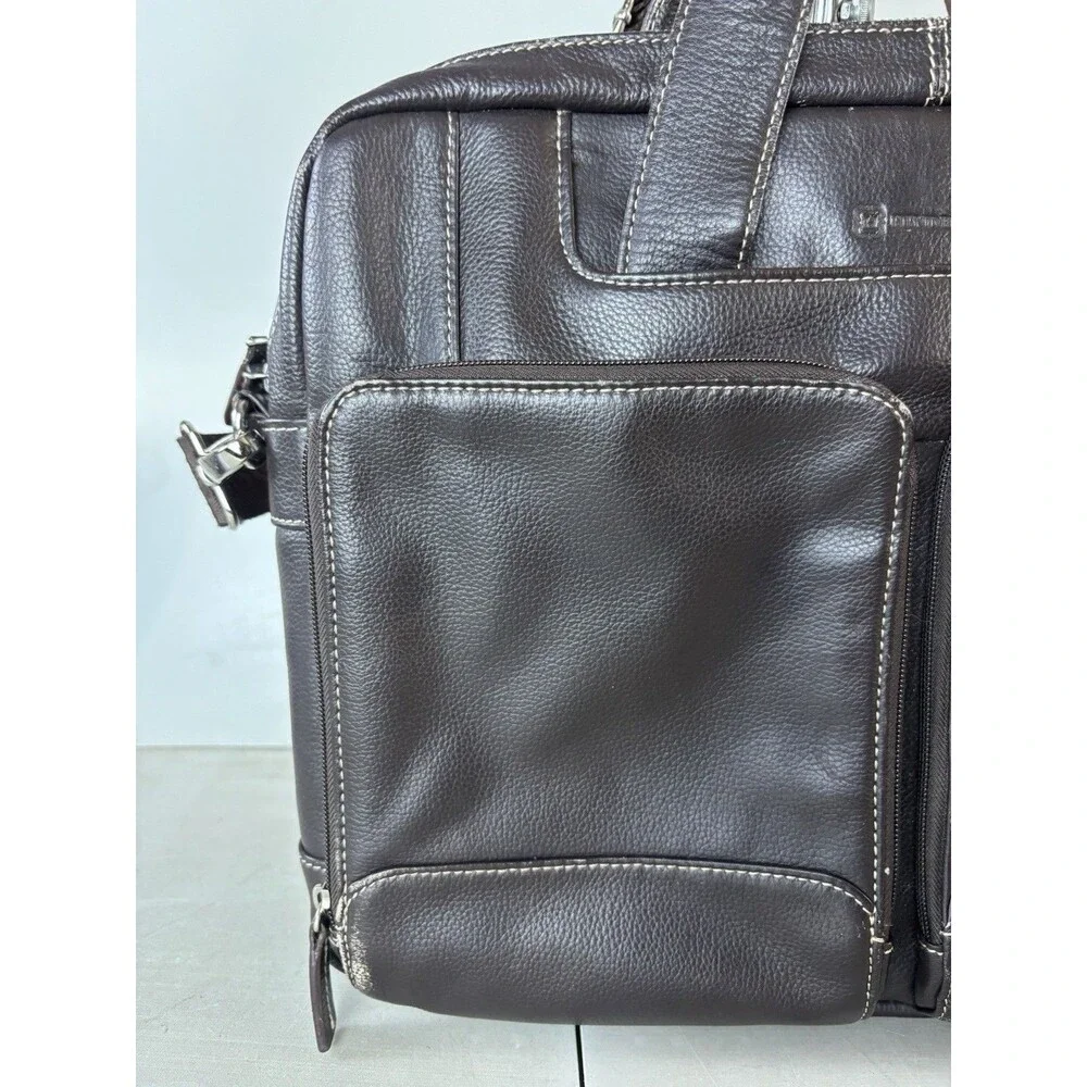 Henderson Laptop Briefcase Messenger Bag Leather Brown Travel Sleeve